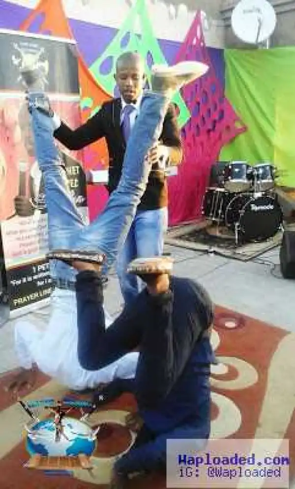 South African controversial pastor ask his church members to walk with their head - Photos